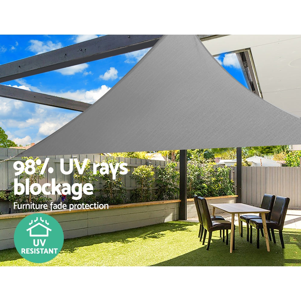 Instahut Shade Sail 3x3x4.3m Triangle 280GSM 98% Grey Shade Cloth-5