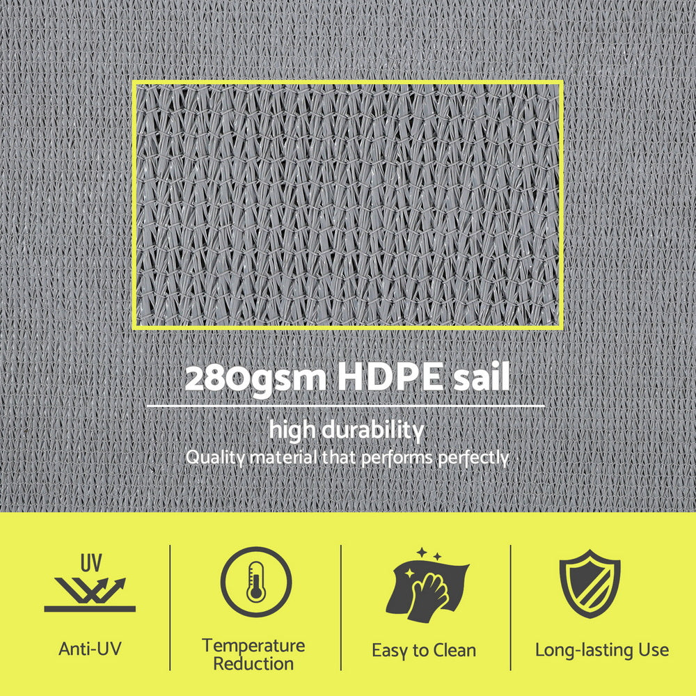 Instahut Sun Shade Sail Shadecloth Canopy Rectangle 280gsm 4x6m-3