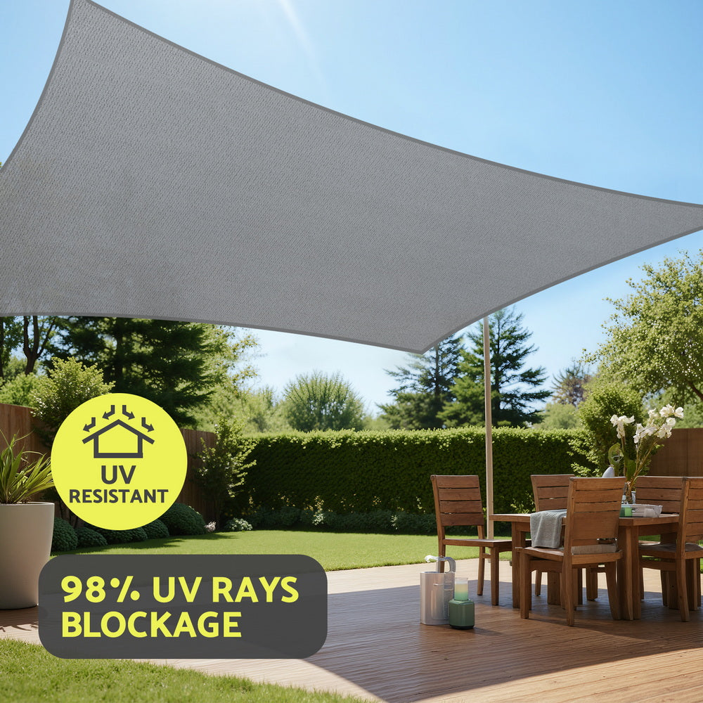 Instahut Sun Shade Sail Shadecloth Canopy Rectangle 280gsm 4x6m-4