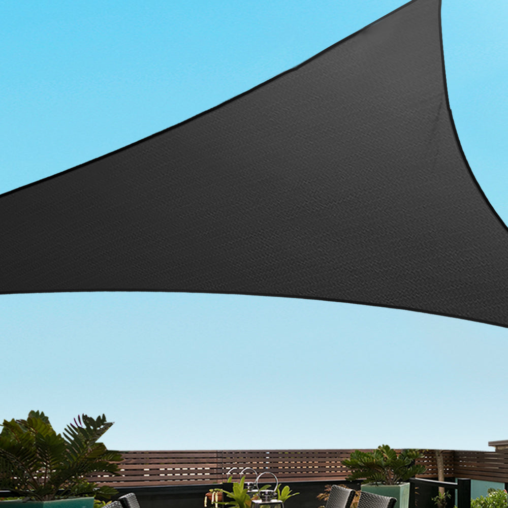 Instahut Shade Sail 5x5x5m Triangle 280GSM 98% Black Shade Cloth-6