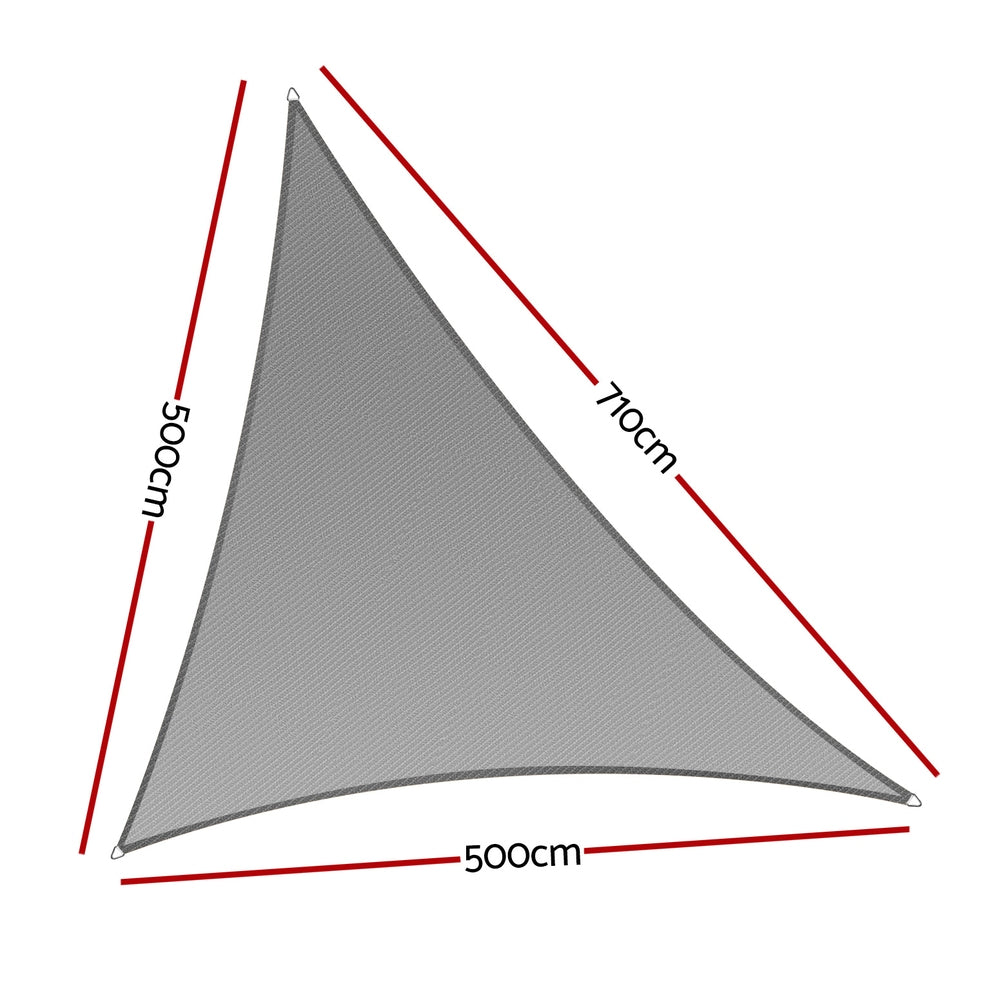 Instahut Shade Sail Cloth Shadecloth Canopy Triangle 280gsm 5x5x7.1m-1