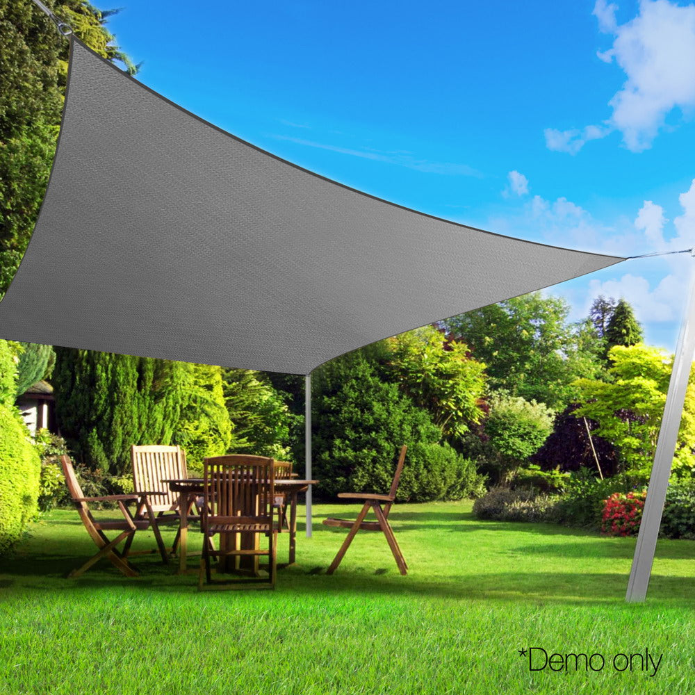 Instahut Shade Sail 3x5m Rectangle 280GSM 98% Grey Shade Cloth-6