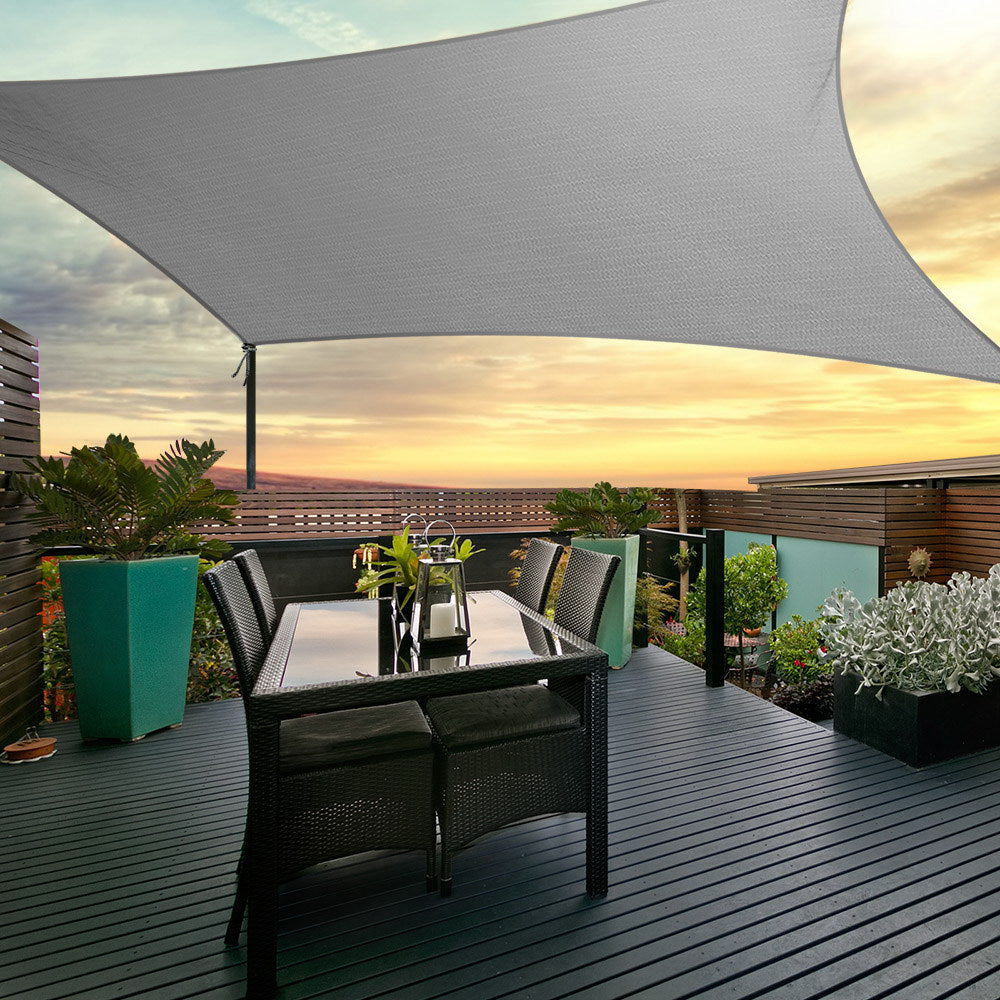 Instahut Shade Sail 3x5m Rectangle 280GSM 98% Grey Shade Cloth-7