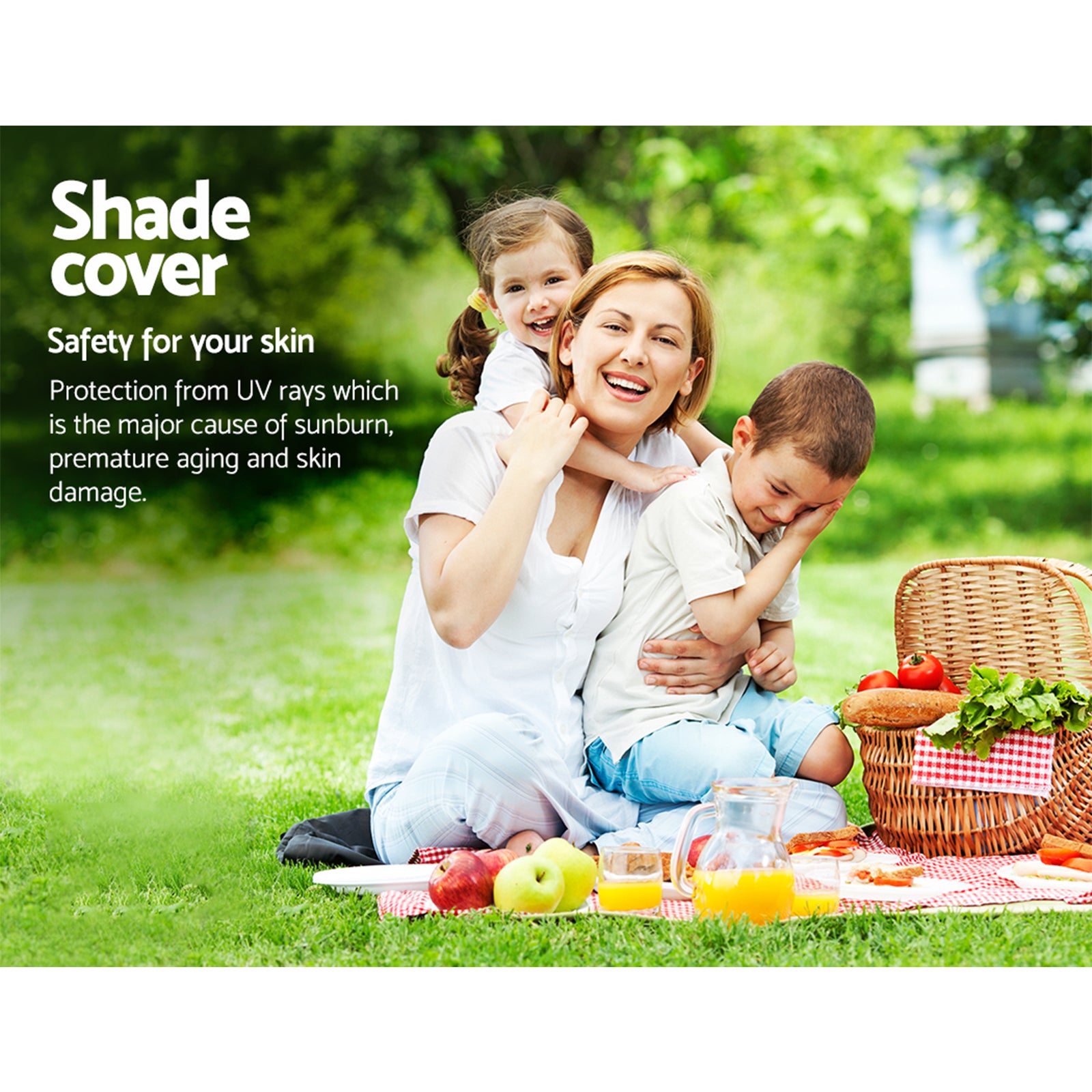 Instahut Shade Sail 4x6m Rectangle 280GSM 98% Black Shade Cloth-6