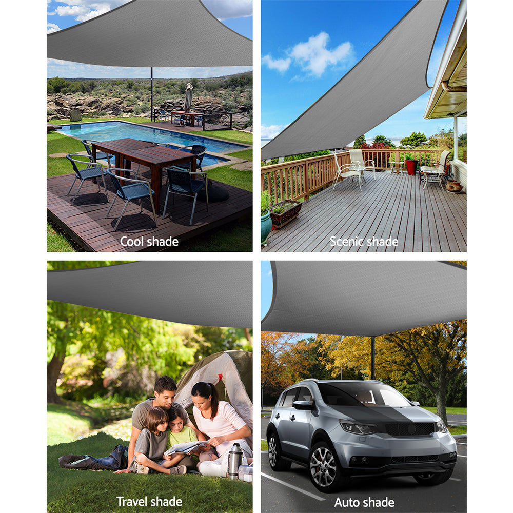 Instahut Shade Sail 4x6m Rectangle 280GSM 98% Grey Shade Cloth-3