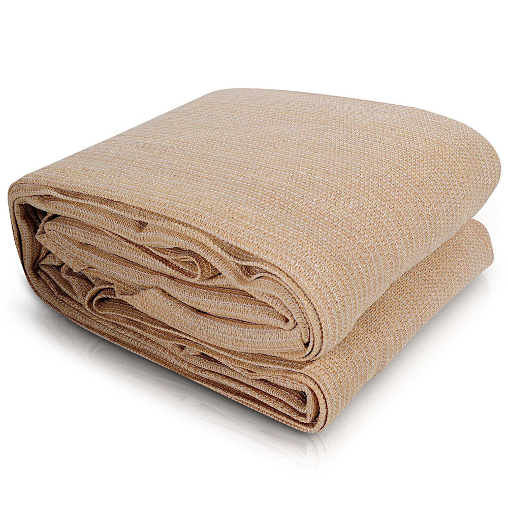 Instahut Shade Sail 2x4m Rectangle 185GSM 95% Sand Shade Cloth-0