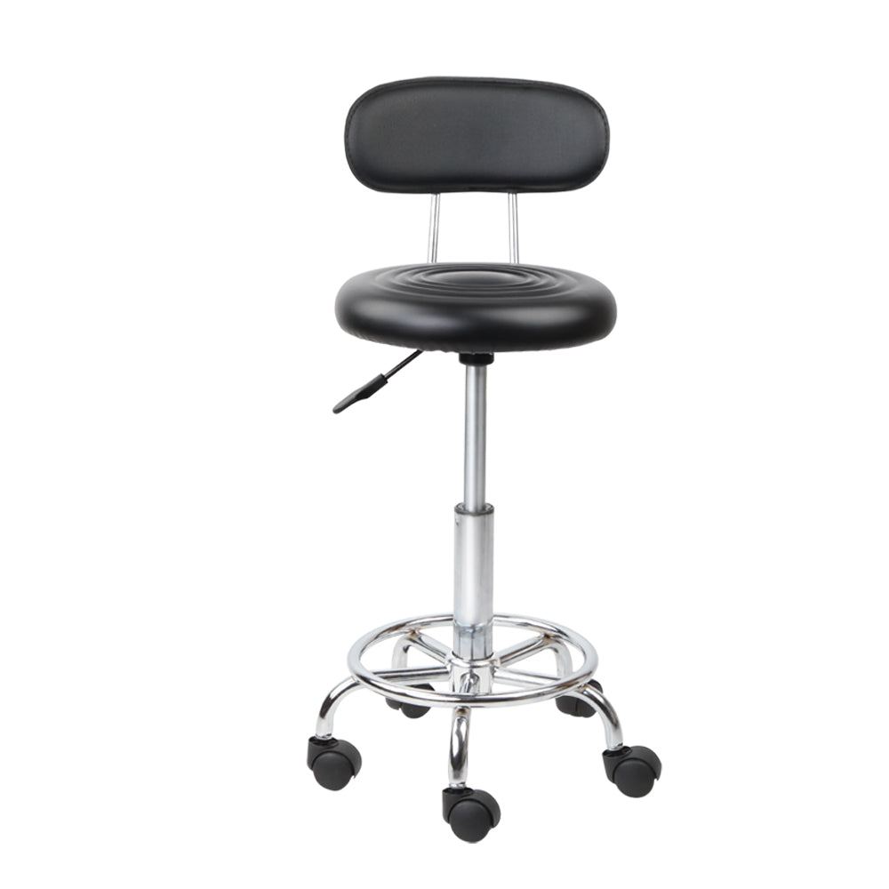 Artiss Salon Stool Swivel Chair Backrest Black-2