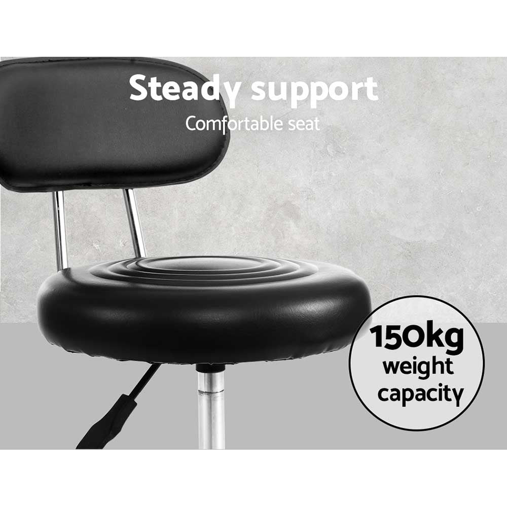 Artiss Salon Stool Swivel Chair Backrest Black-5