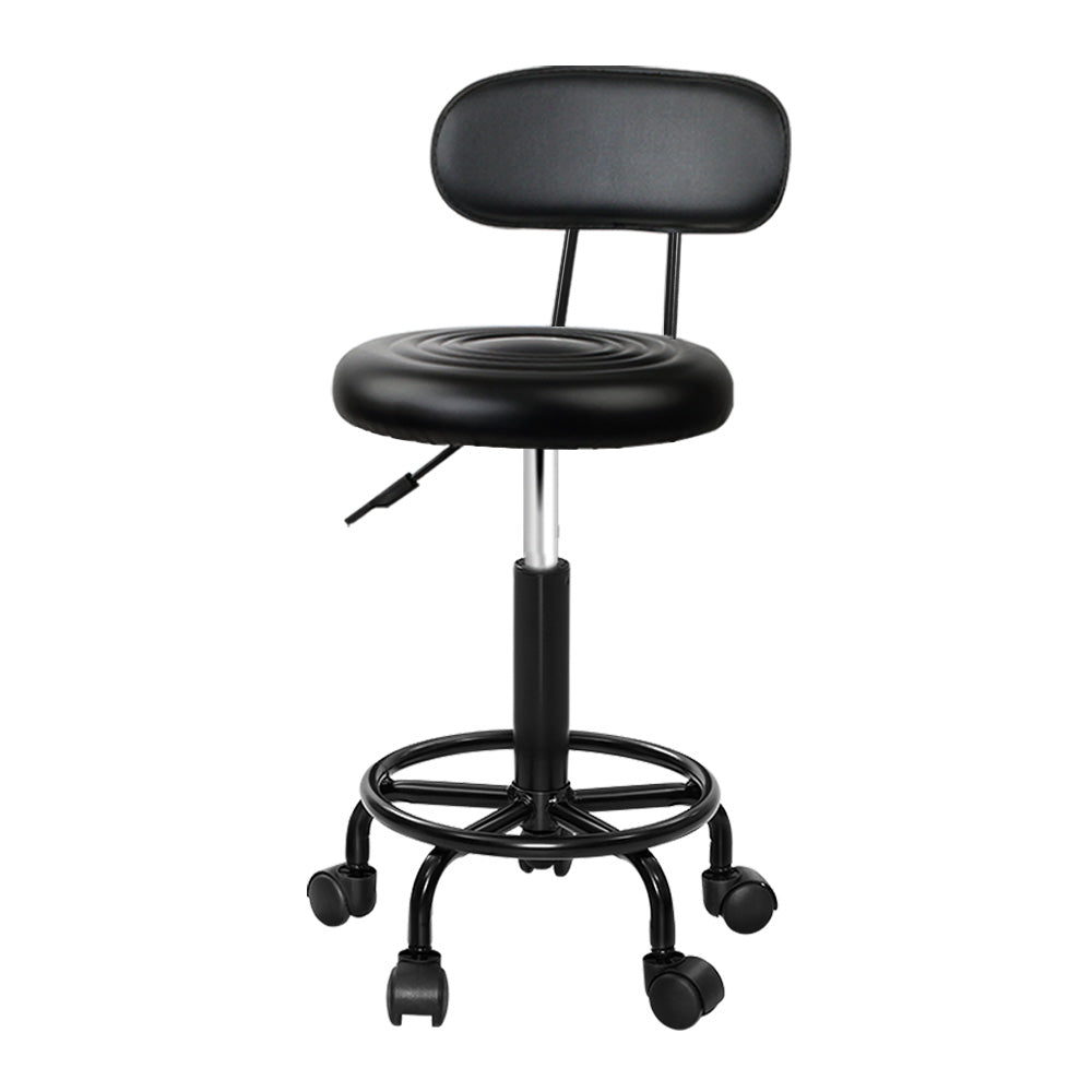 Artiss Salon Stool Swivel Chair Backrest-0