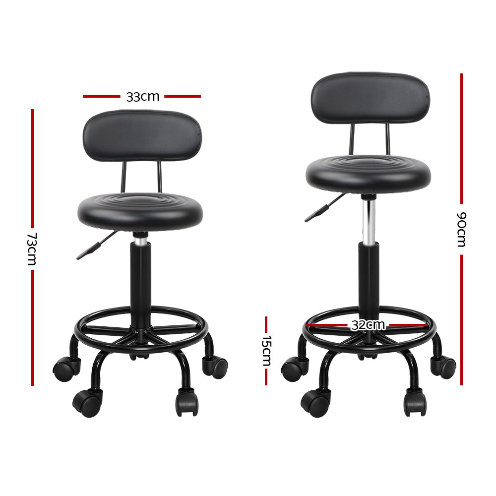 Artiss Salon Stool Swivel Chair Backrest-1