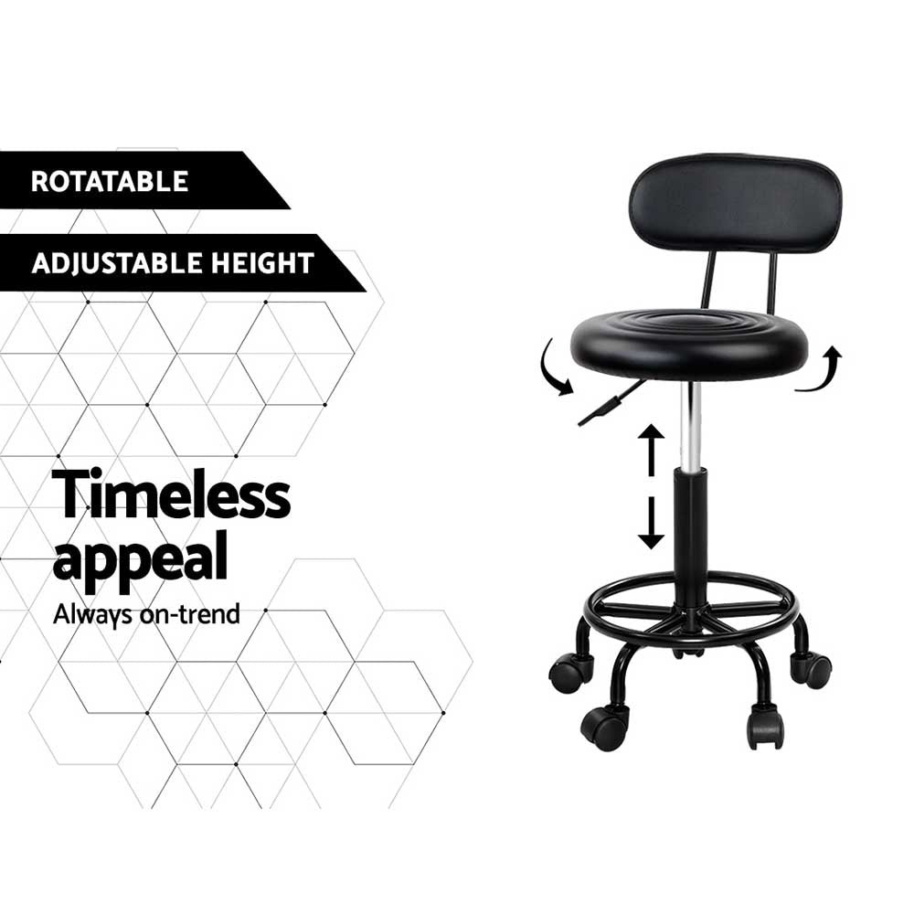 Artiss Salon Stool Swivel Chair Backrest-4