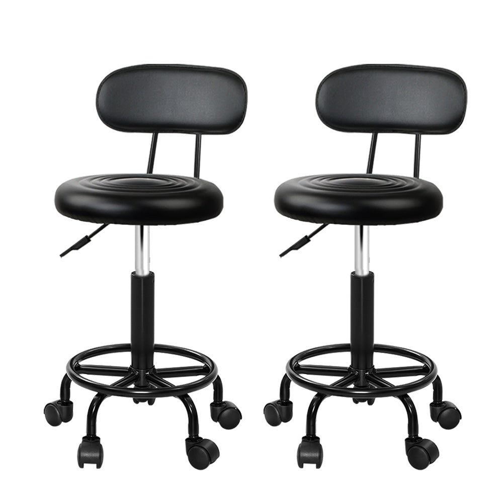 Artiss 2x Salon Stool Swivel Chair Backrest-0