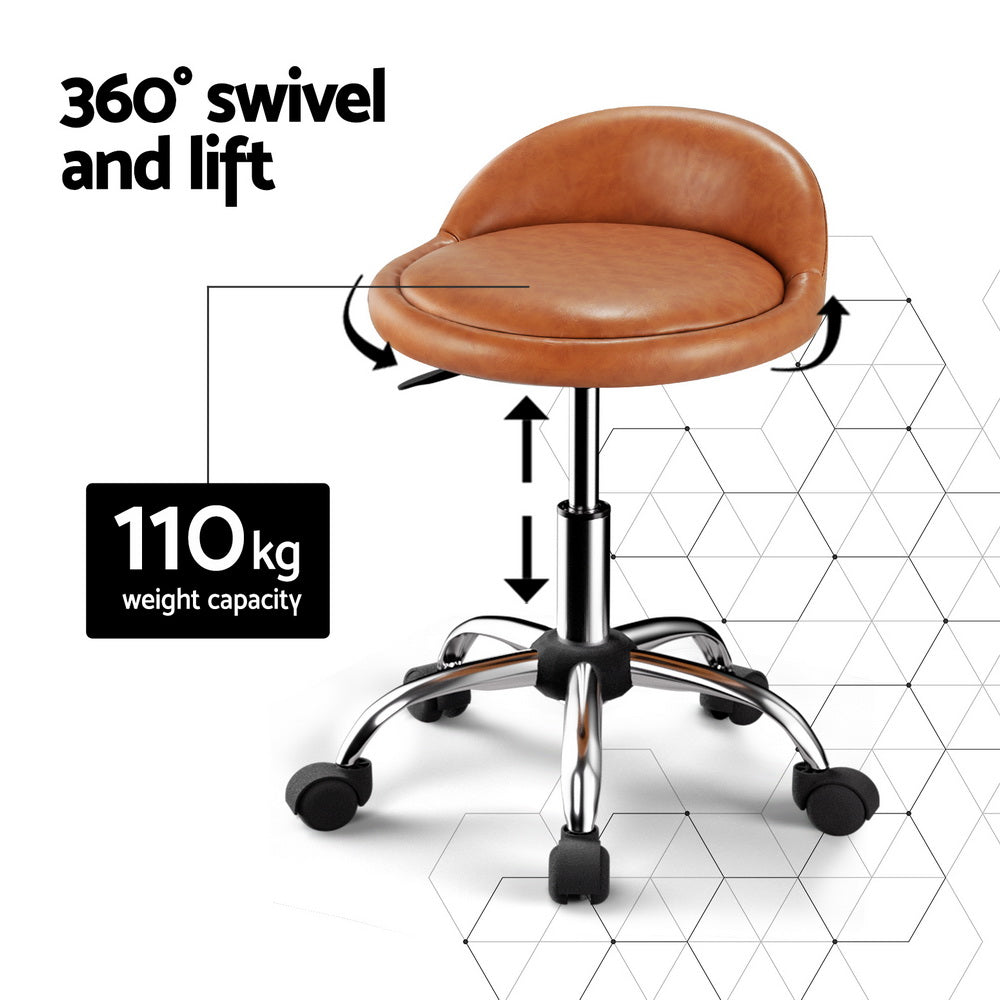 Artiss Salon Stool Swivel Chair Backrest Chairs-3