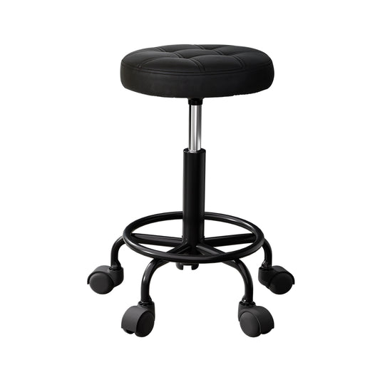 Artiss Salon Stool Round Swivel Chairs Black-0