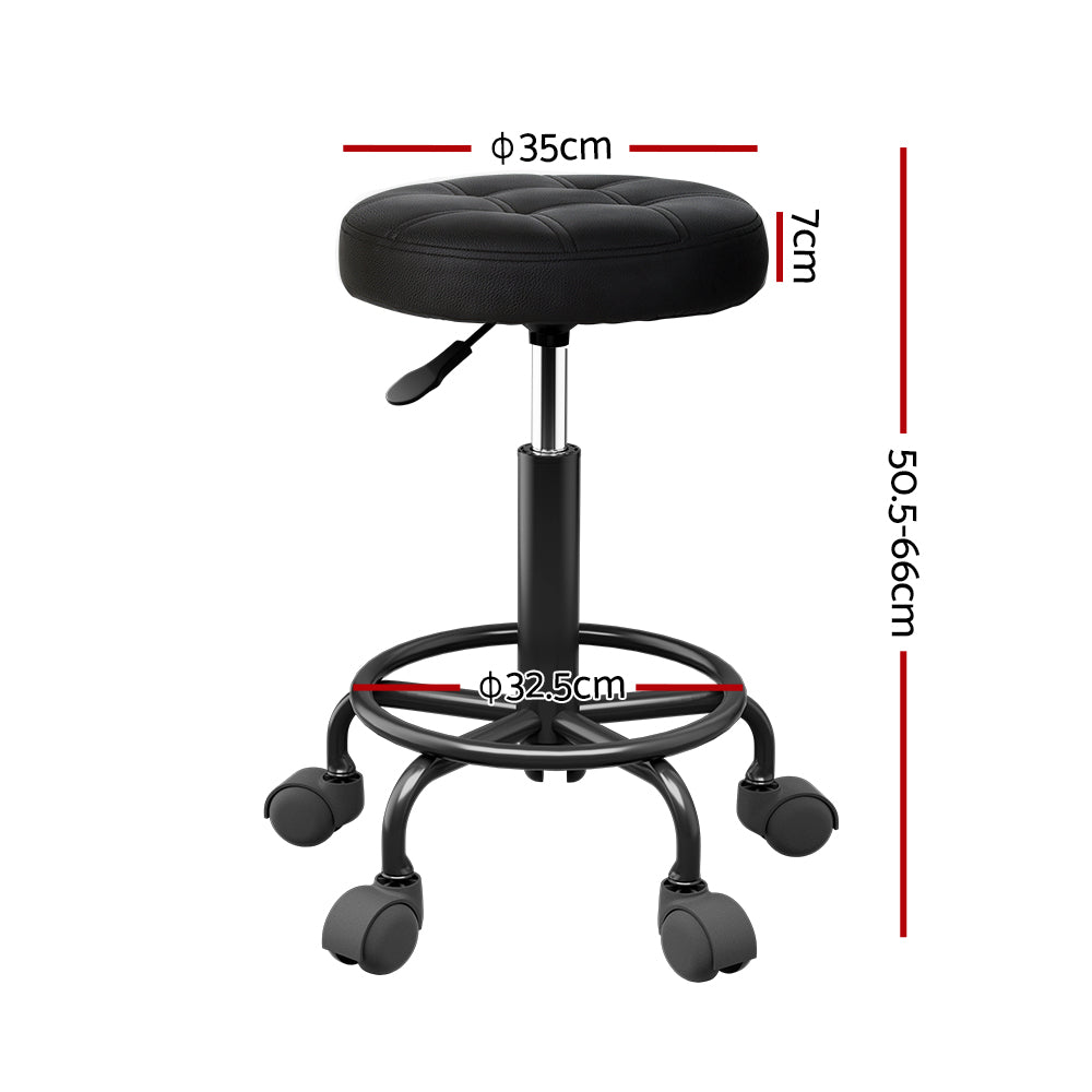 Artiss Salon Stool Round Swivel Chairs Black-1