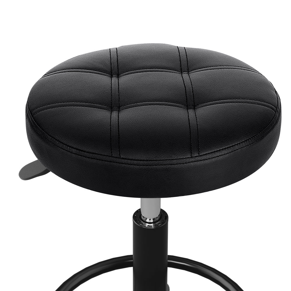 Artiss Salon Stool Round Swivel Chairs Black-2