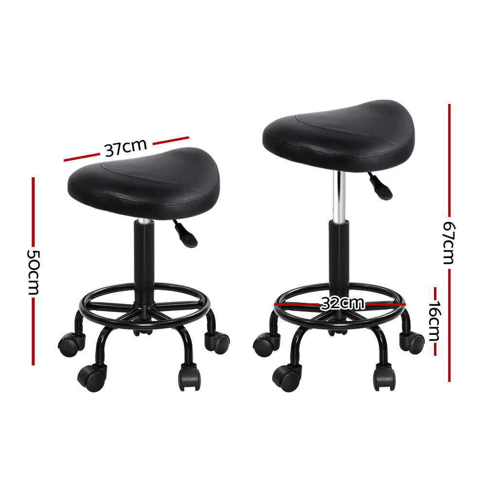 Artiss Salon Stool Saddle Swivel Chair-1