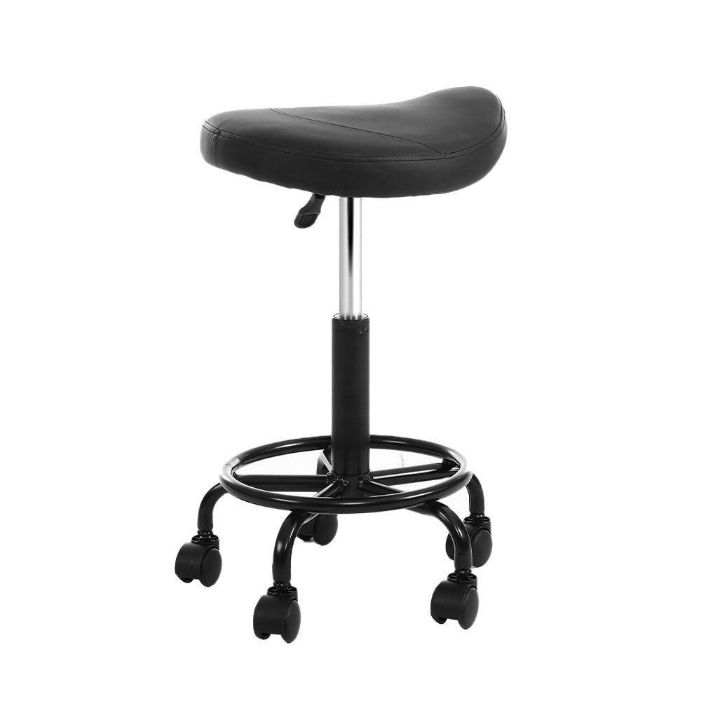 Artiss Salon Stool Saddle Swivel Chair-2