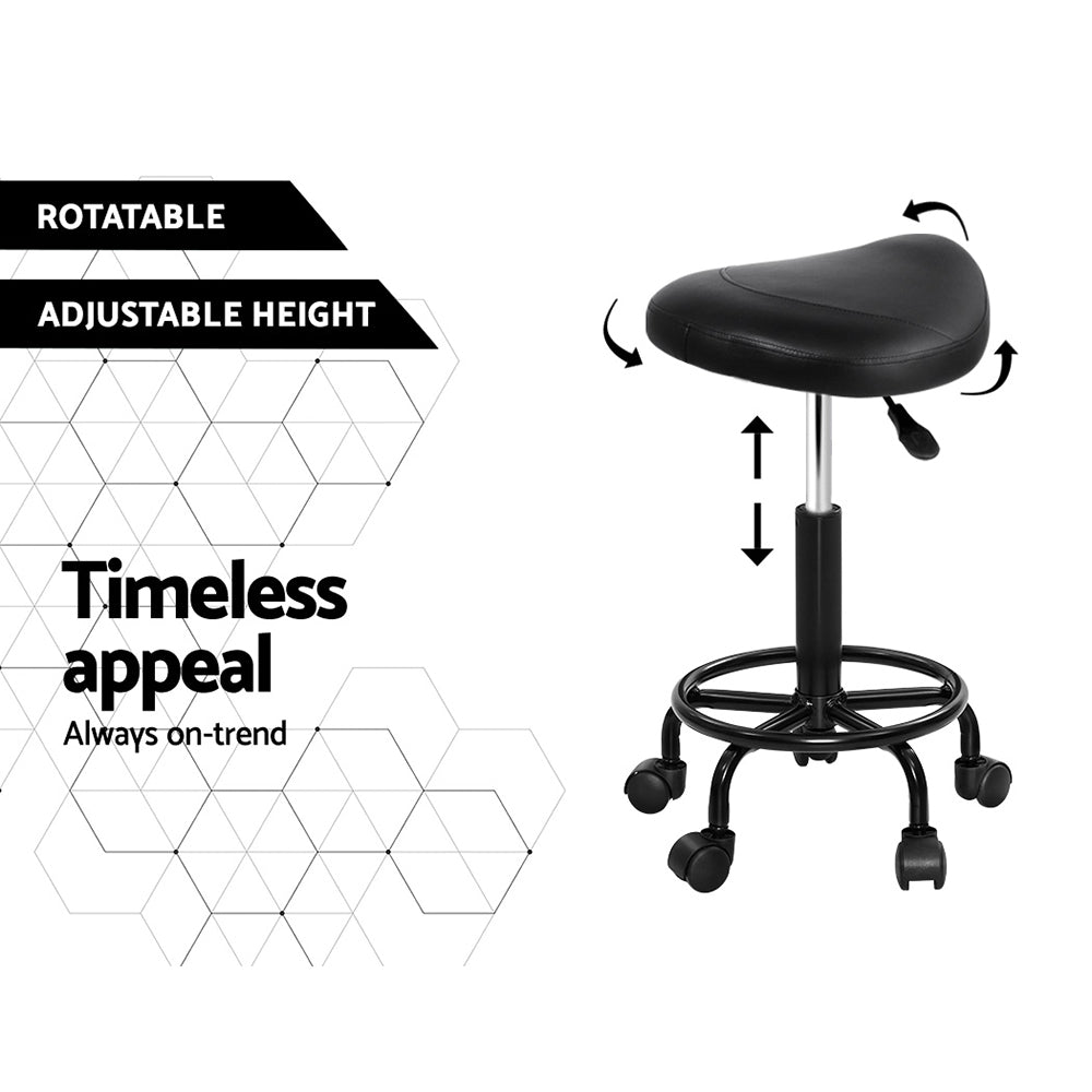 Artiss Salon Stool Saddle Swivel Chair-4