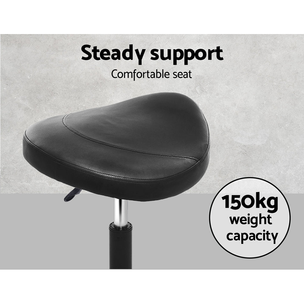 Artiss Salon Stool Saddle Swivel Chair-5