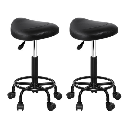 Artiss 2x Salon Stool Saddle Swivel Chair-0