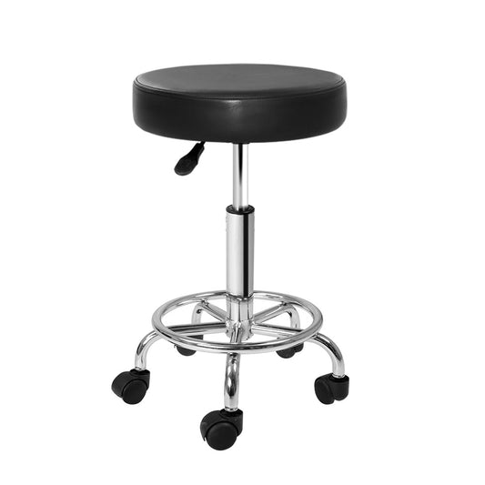 Artiss Salon Stool Round Swivel Chair Black-0