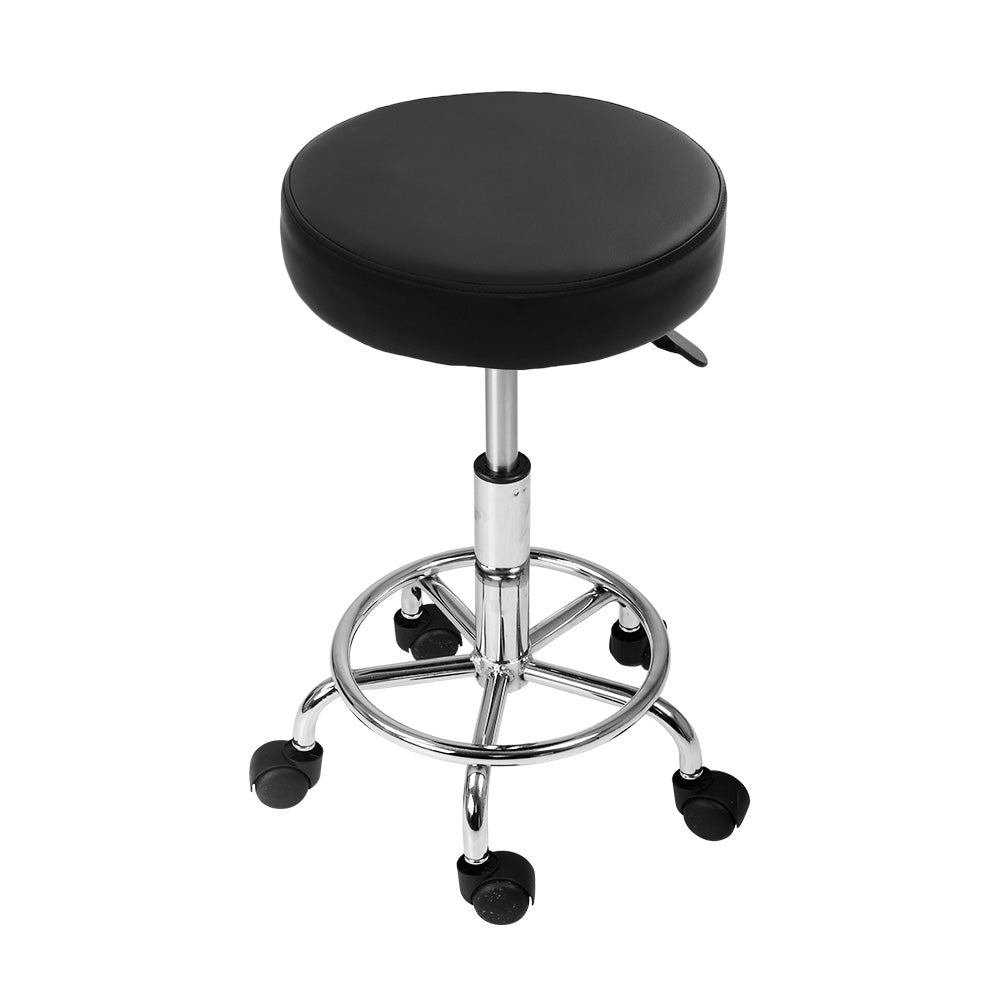 Artiss 2x Salon Stool Round Swivel Chair Black-2