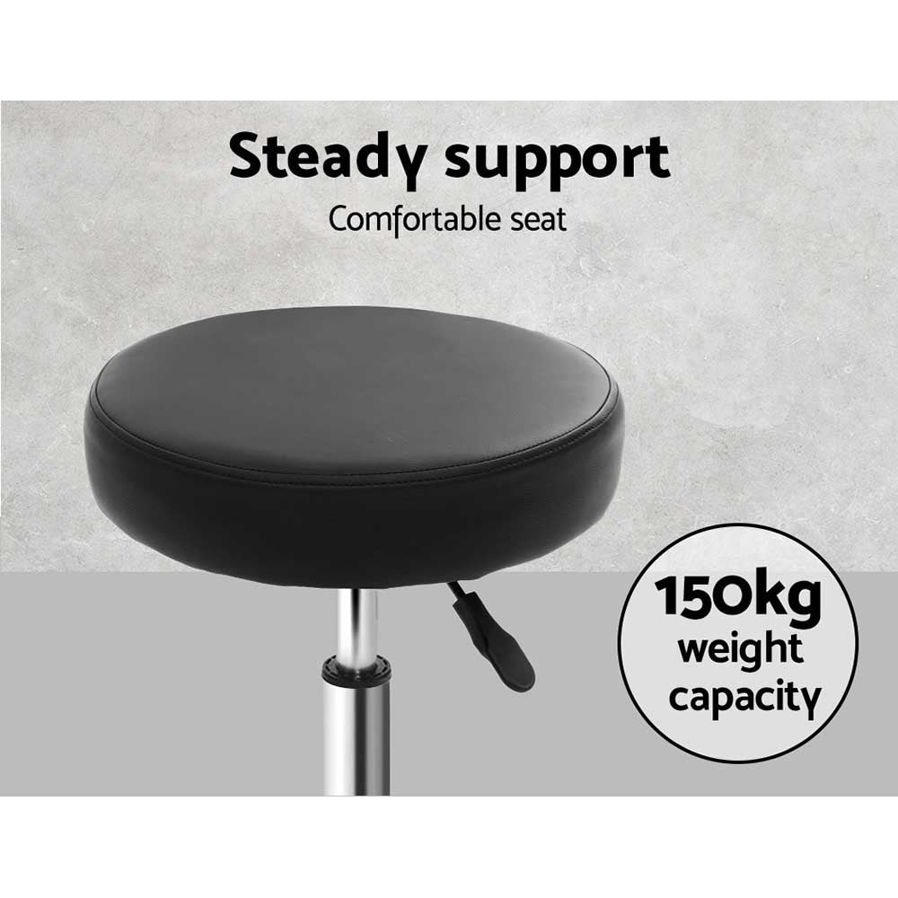 Artiss 2x Salon Stool Round Swivel Chair Black-5