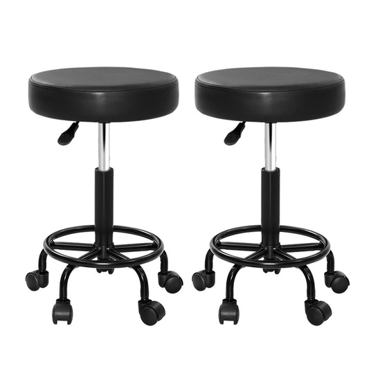 Artiss 2x Salon Stool Round Swivel Chair-0