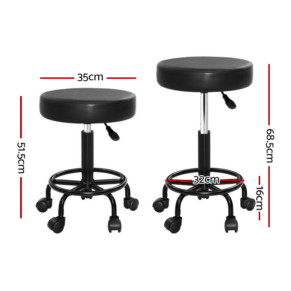 Artiss 2x Salon Stool Round Swivel Chair-1