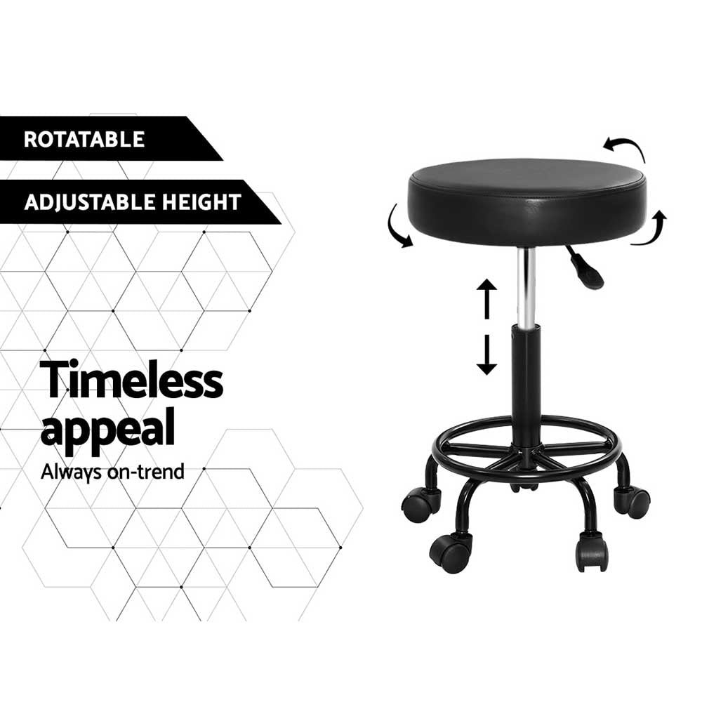 Artiss 2x Salon Stool Round Swivel Chair-3