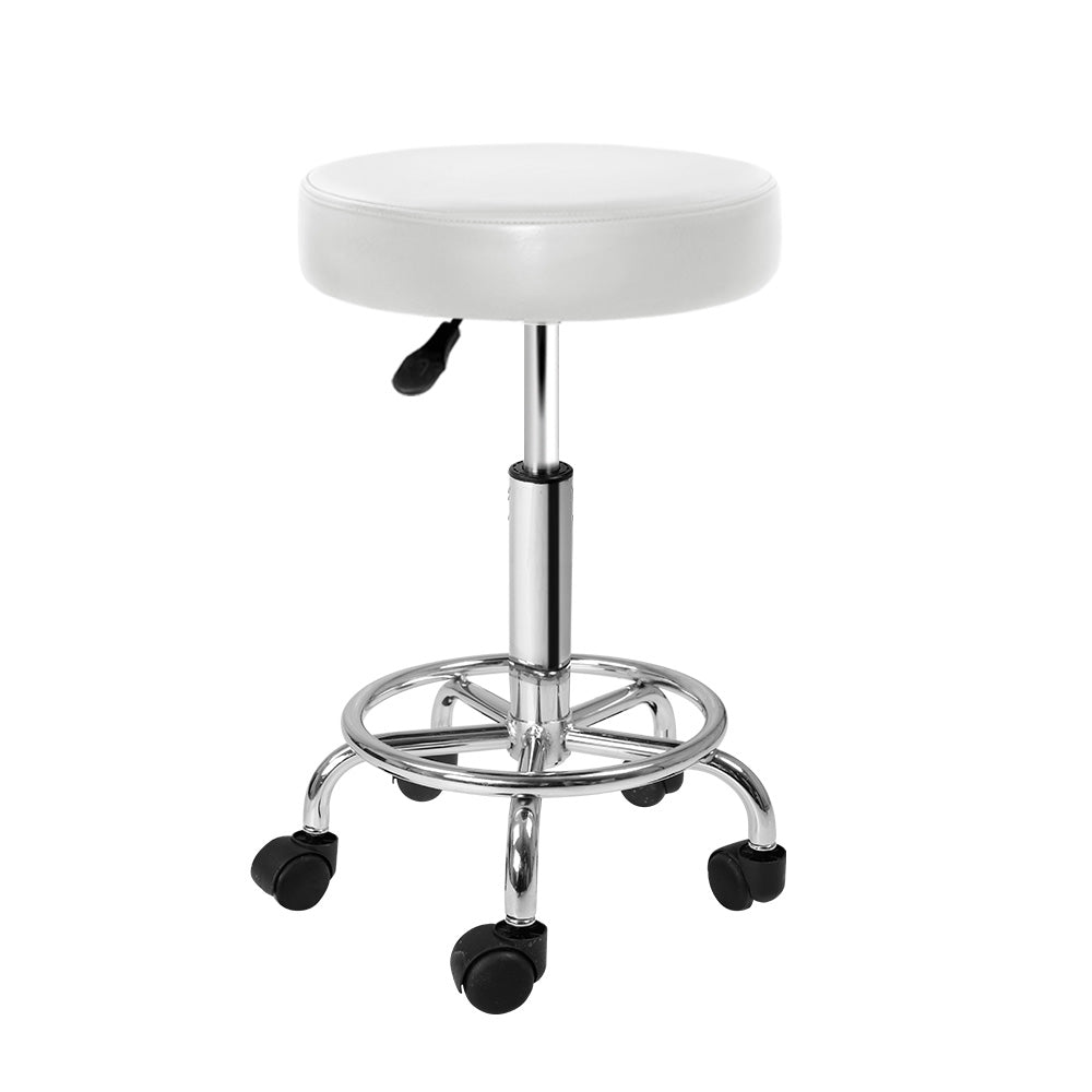 Artiss Salon Stool Round Swivel Chair White-0