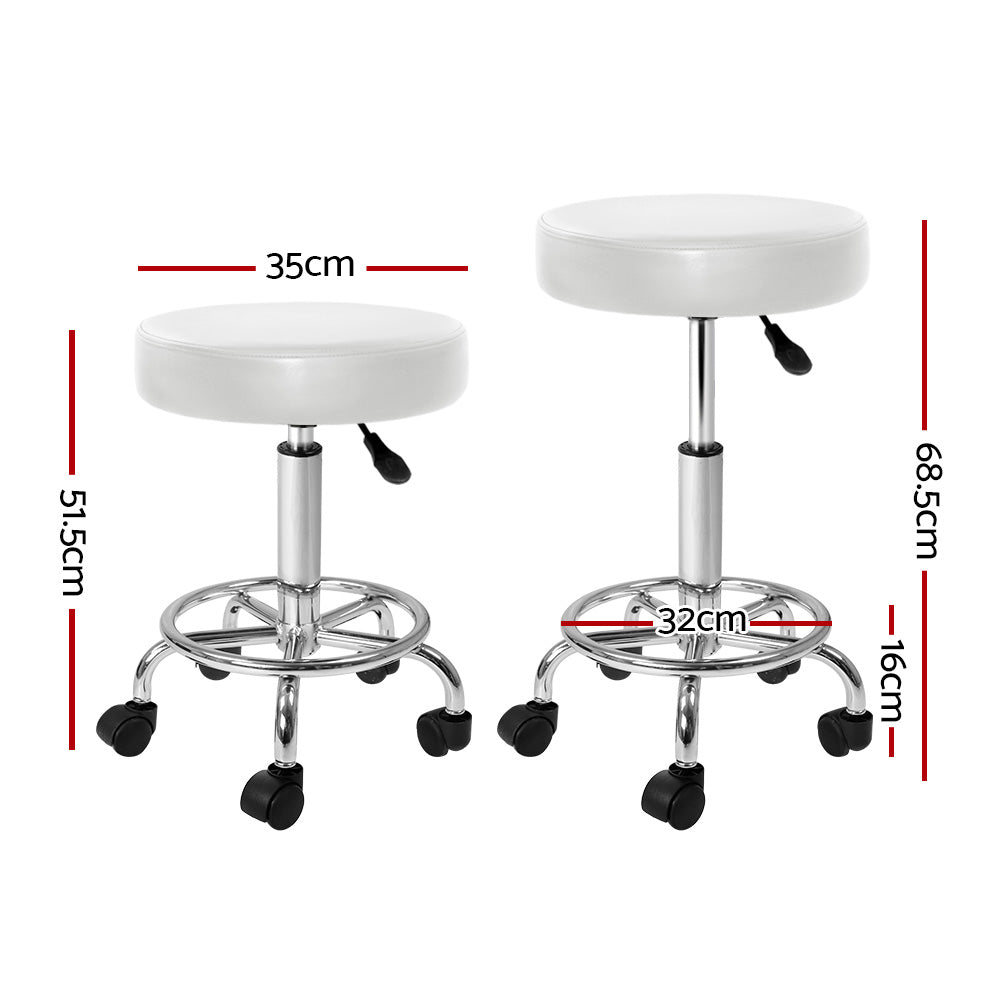 Artiss Salon Stool Round Swivel Chair White-1