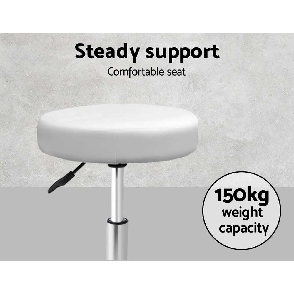 Artiss Salon Stool Round Swivel Chair White-5