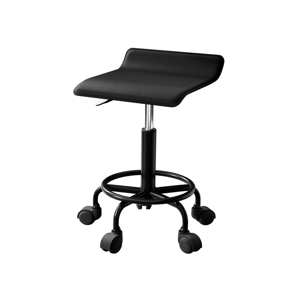 Artiss Salon Stool Square Swivel Chair Black-0