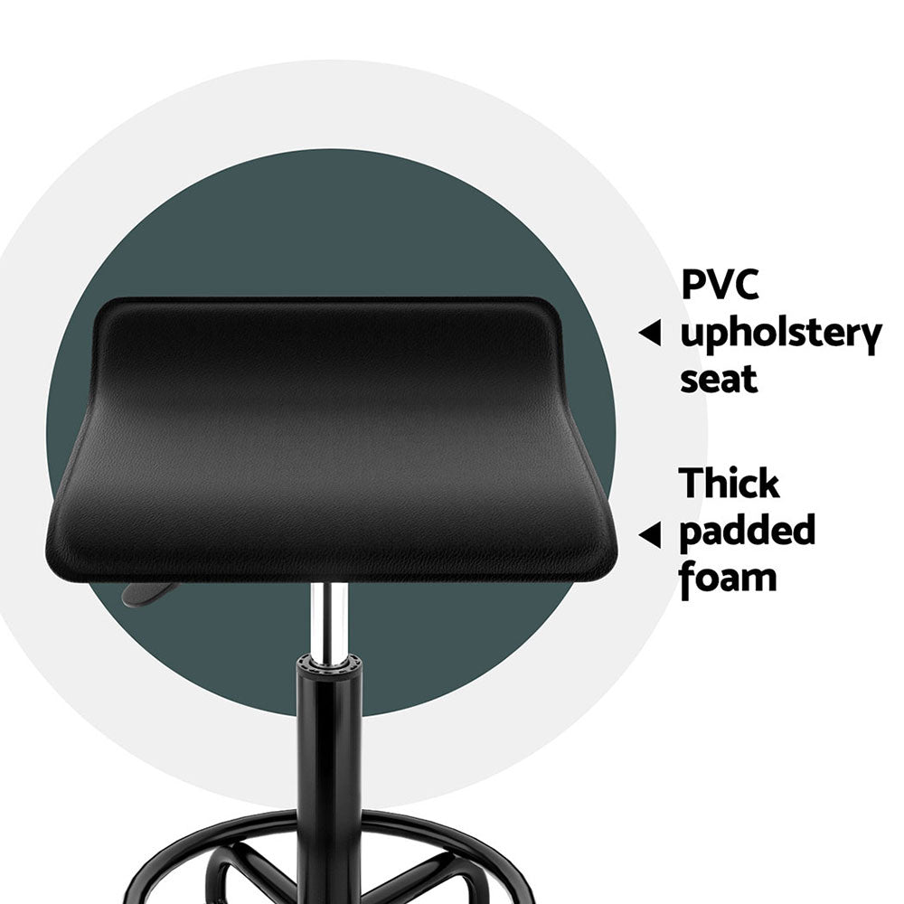 Artiss Salon Stool Square Swivel Chair Black-4