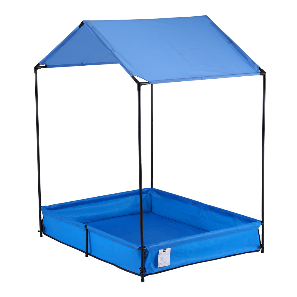 Keezi Kids Sandpit Metal Sandbox Sand Pit with Canopy Cover Outdoor Toys 120cm-3