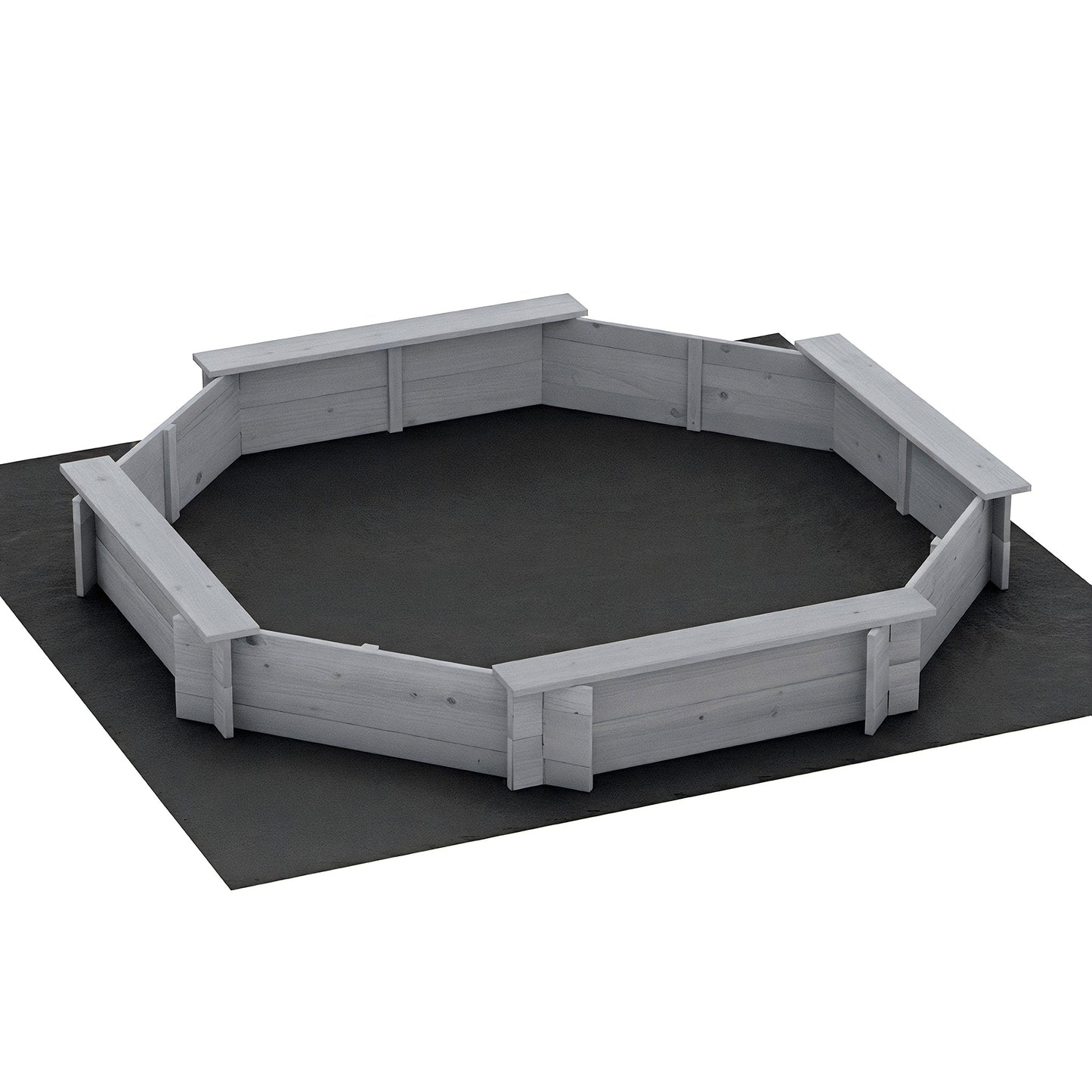 Keezi Kids Sandpit Wooden Round Sand Pit with Cover Bench Seat Beach Toys 182cm Grey