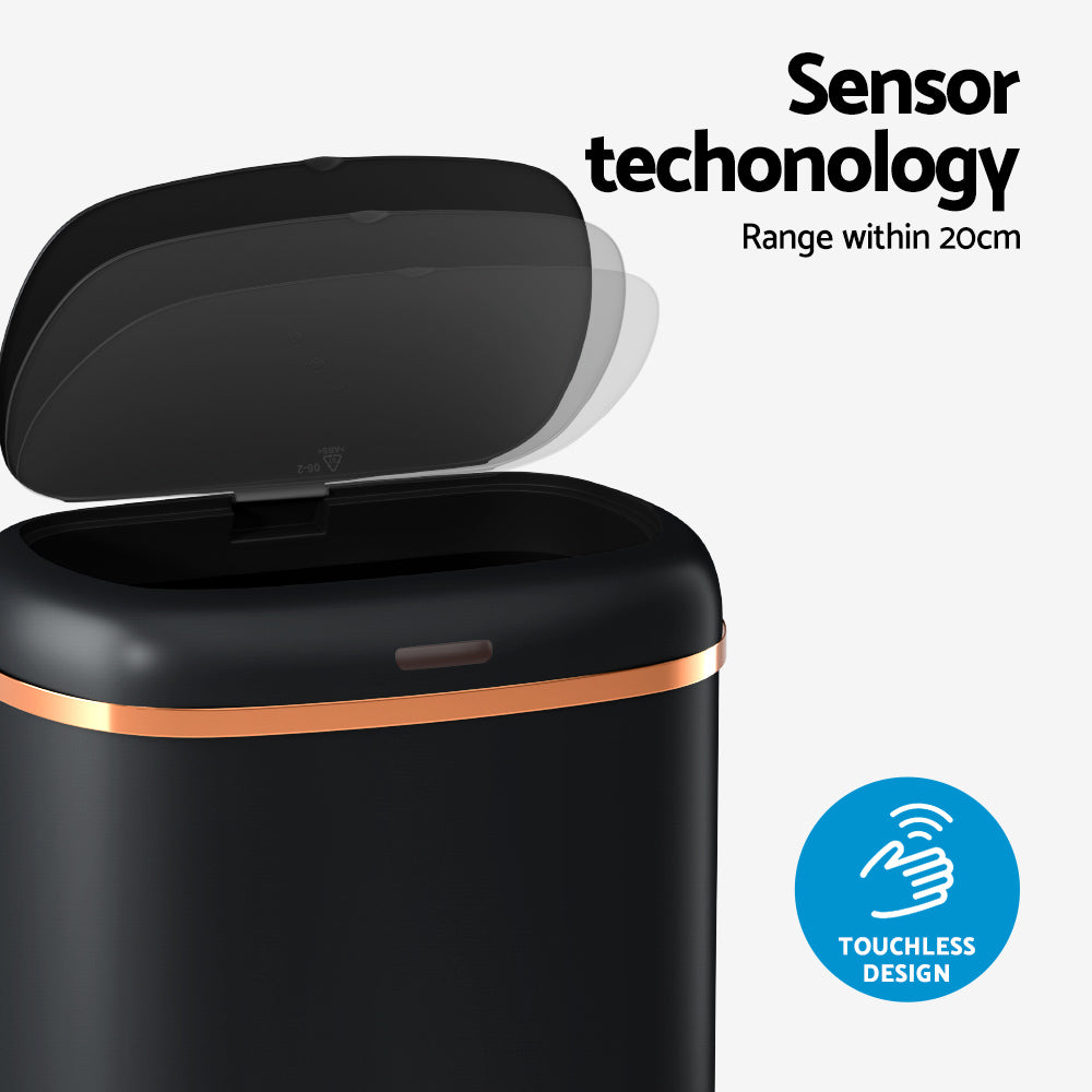 Devanti 38L Motion Sensor Bin Rubbish Automatic Black-3