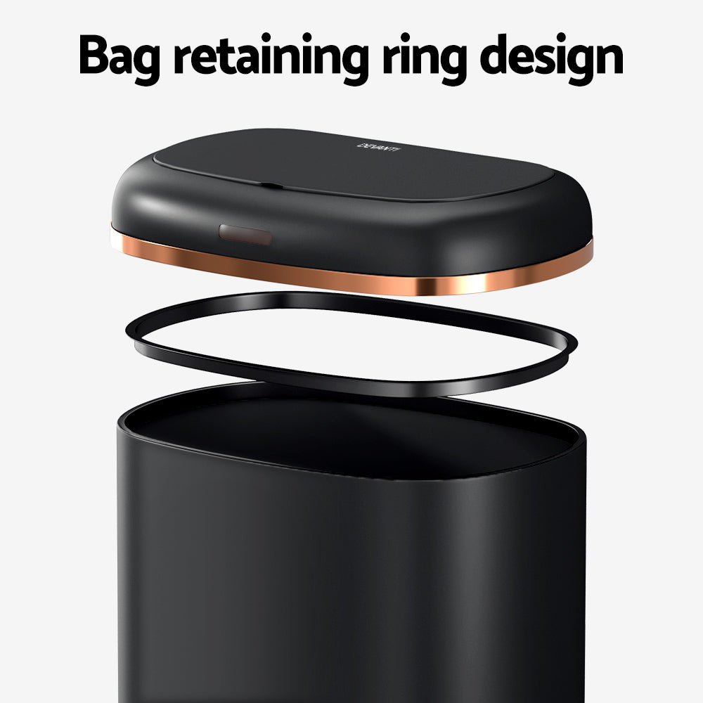 Devanti 38L Motion Sensor Bin Rubbish Automatic Black-4