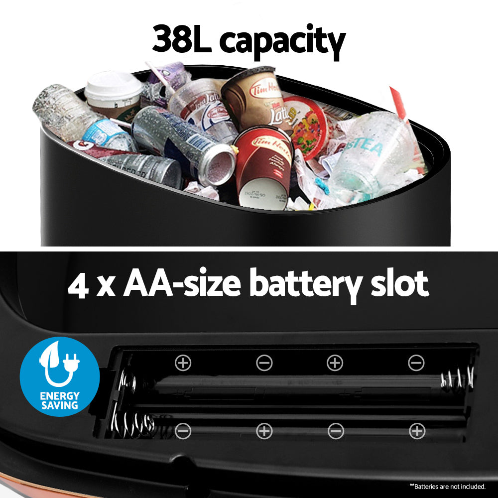 Devanti 38L Motion Sensor Bin Rubbish Automatic Black-5