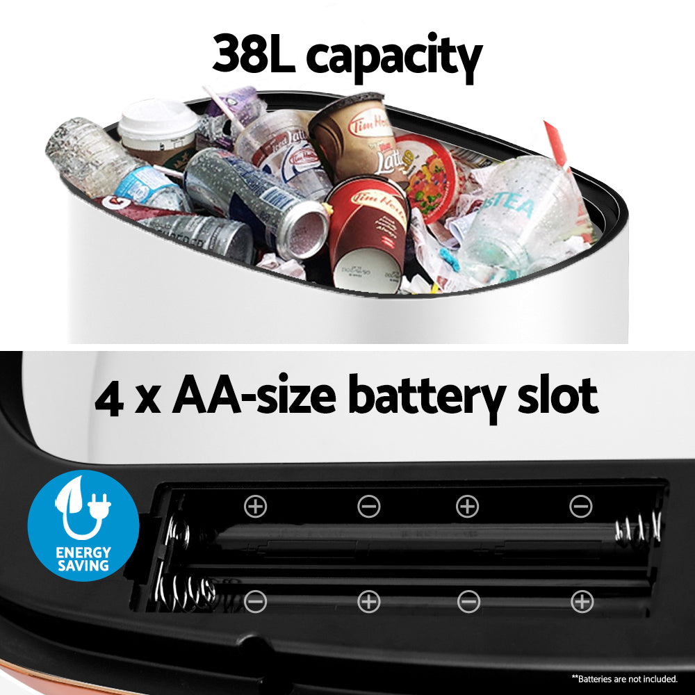 Devanti 38L Motion Sensor Bin Rubbish Automatic White-5