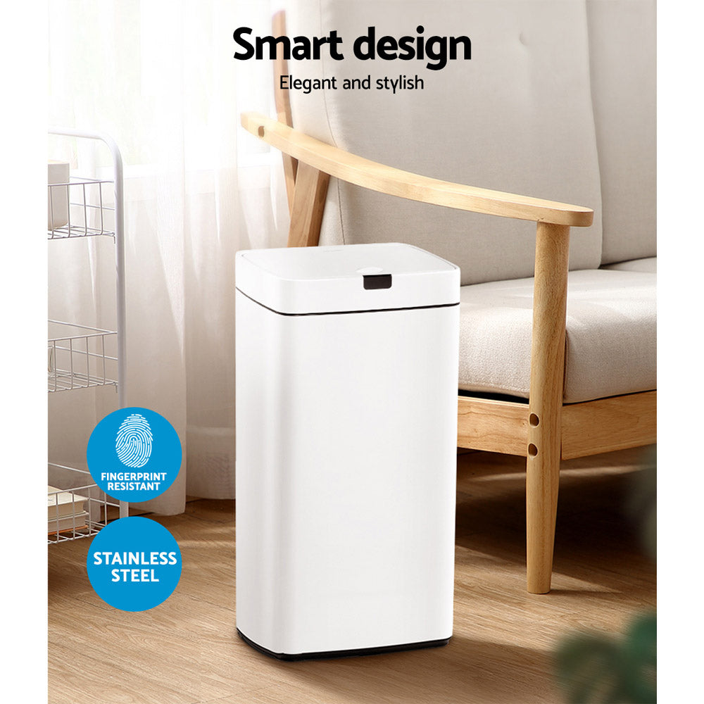 Devanti 45L Motion Sensor Bin Rubbish Automatic White-3