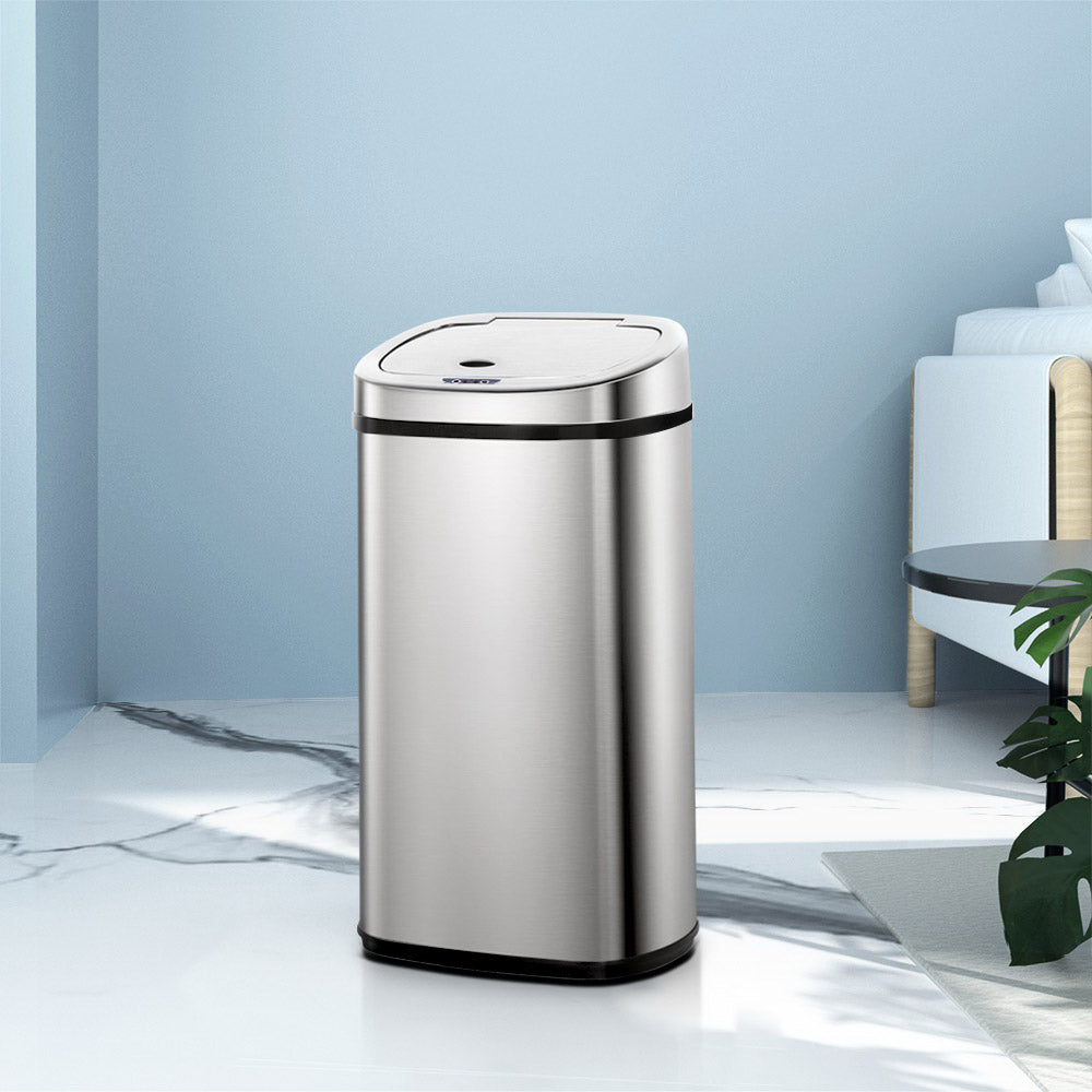 Devanti 50L Motion Sensor Bin Rubbish Automatic Silver-7