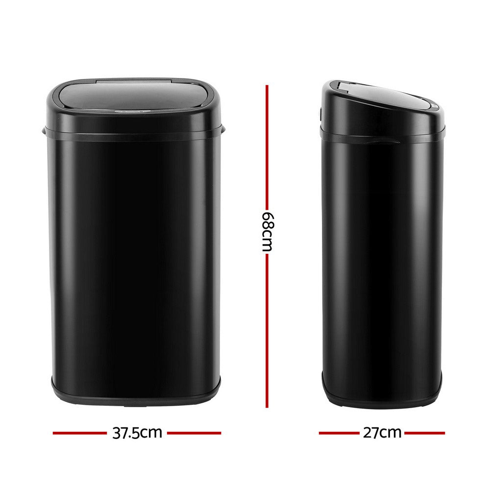 Devanti 58L Motion Sensor Bin Rubbish Automatic Black-1