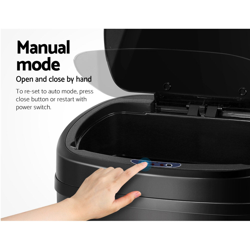 Devanti 58L Motion Sensor Bin Rubbish Automatic Black-3