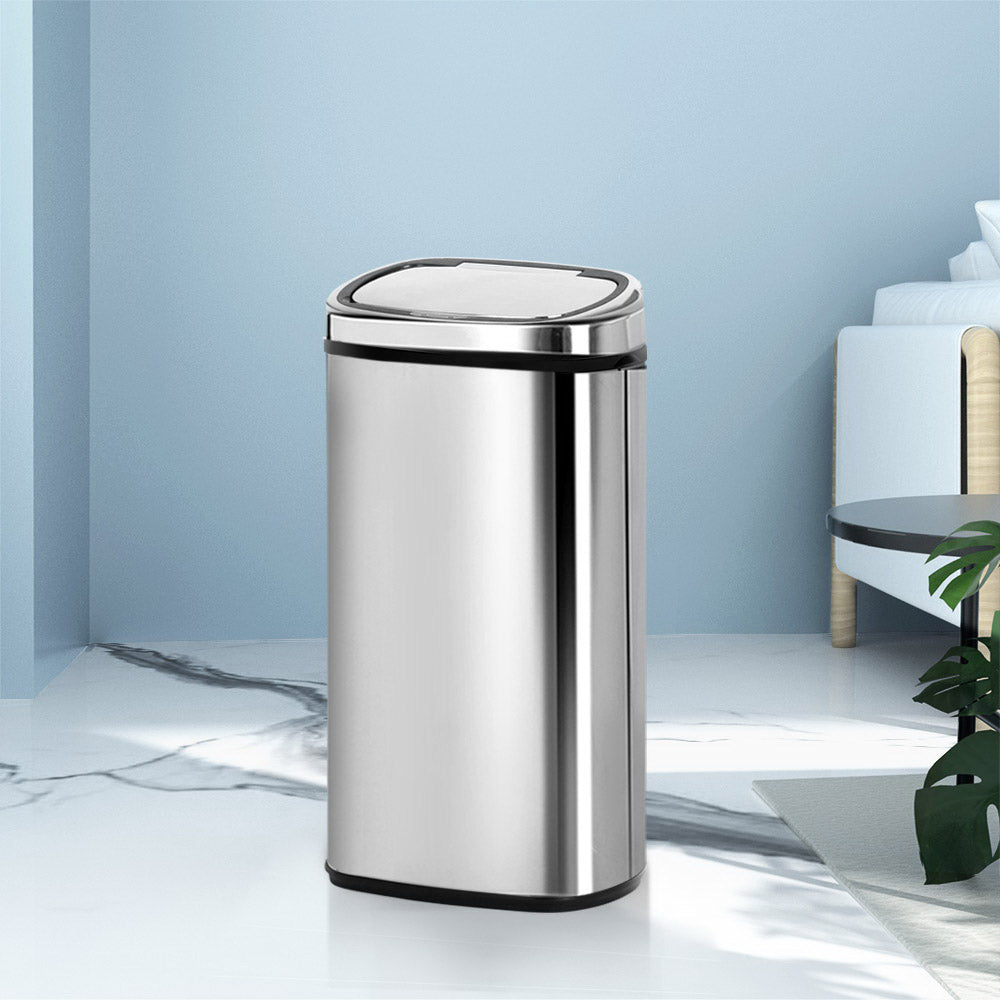 Devanti 68L Motion Sensor Bin Rubbish Automatic Silver-7