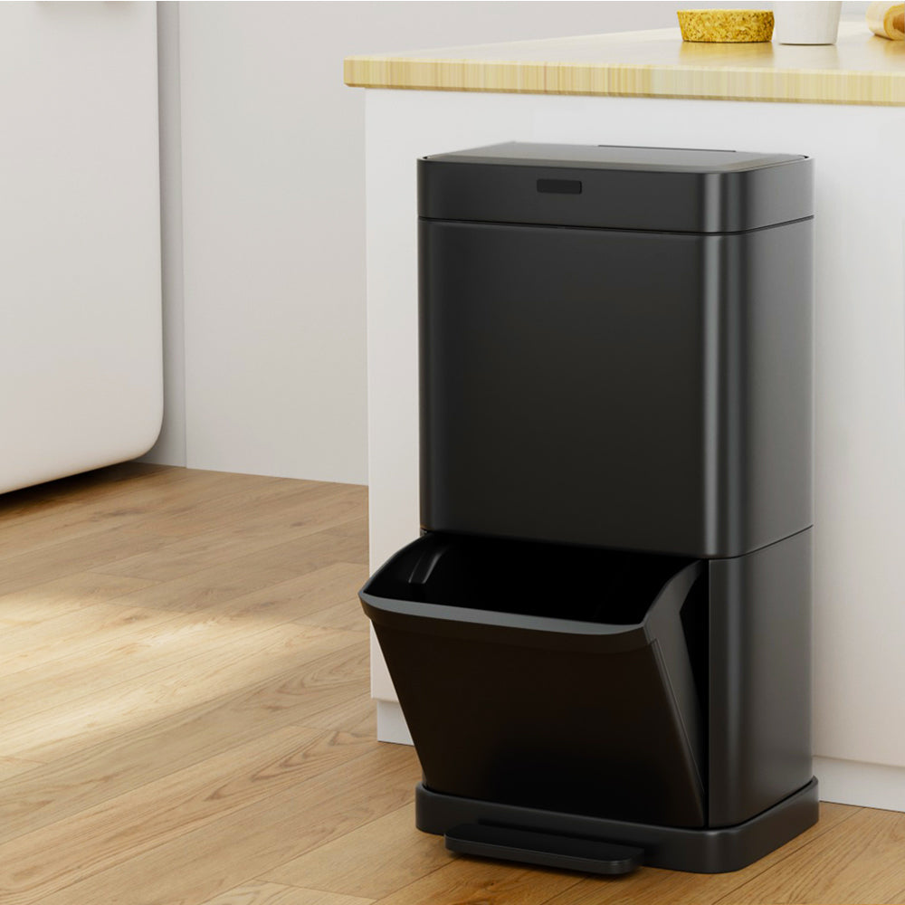 Devanti 70L Motion Sensor Bin Pedal Bins Automatic Black-6