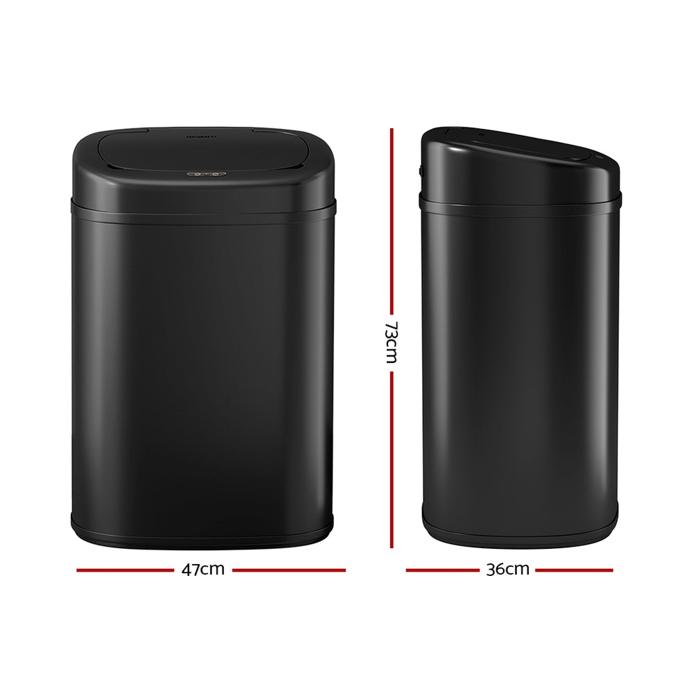 Devanti 82L Motion Sensor Bin Rubbish Automatic Black-1