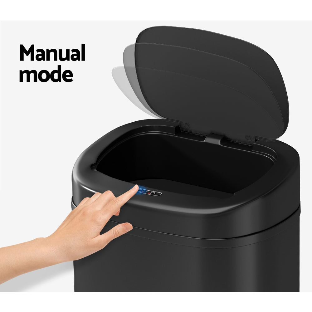 Devanti 82L Motion Sensor Bin Rubbish Automatic Black-3